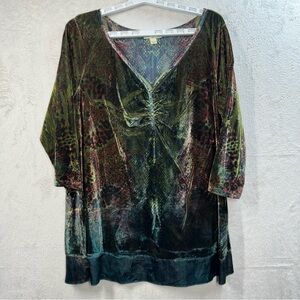 Live and Let Live Velvet‎ Tunic Women’s 2X Whimsigoth Witchy Dark Multicolored